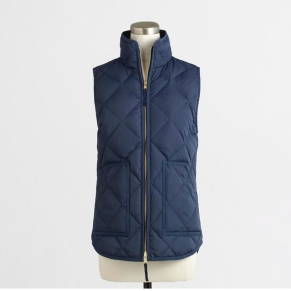 J. Crew  - Quilted Down Puffer Vest | Navy Blue - Picture 3 of 4